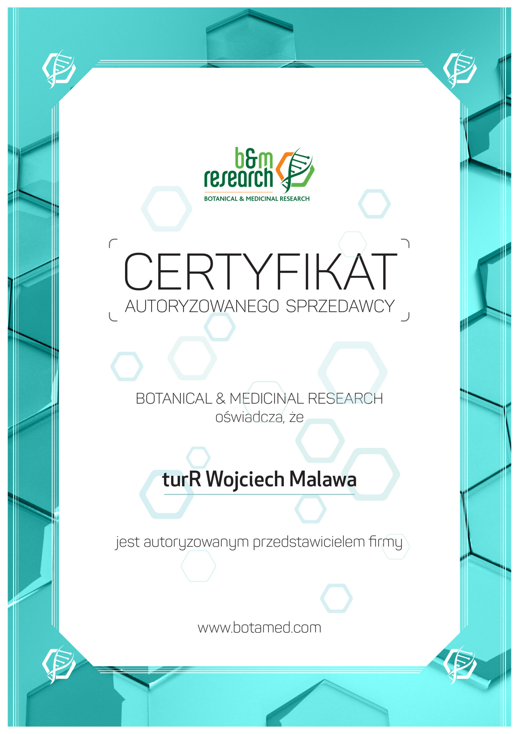 CERTYFIKAT Botanical and Medicinal Research