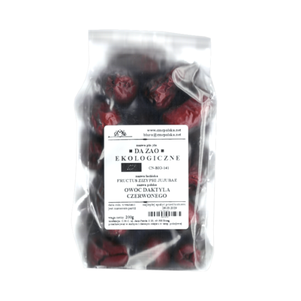 DA ZAO Fructus Zizyphi Jujubae Owoc daktyla czerwonego 200g eko