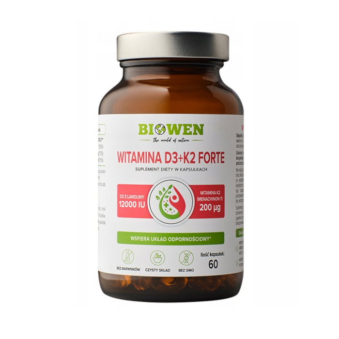 Witamina D3+K2 Forte 12000 IU - 60 kapułek Biowen