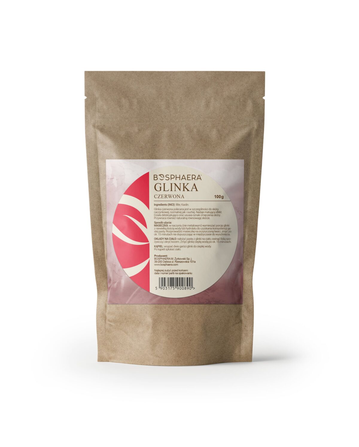 Glinka czerwona ekologiczna 100g Bosphaera