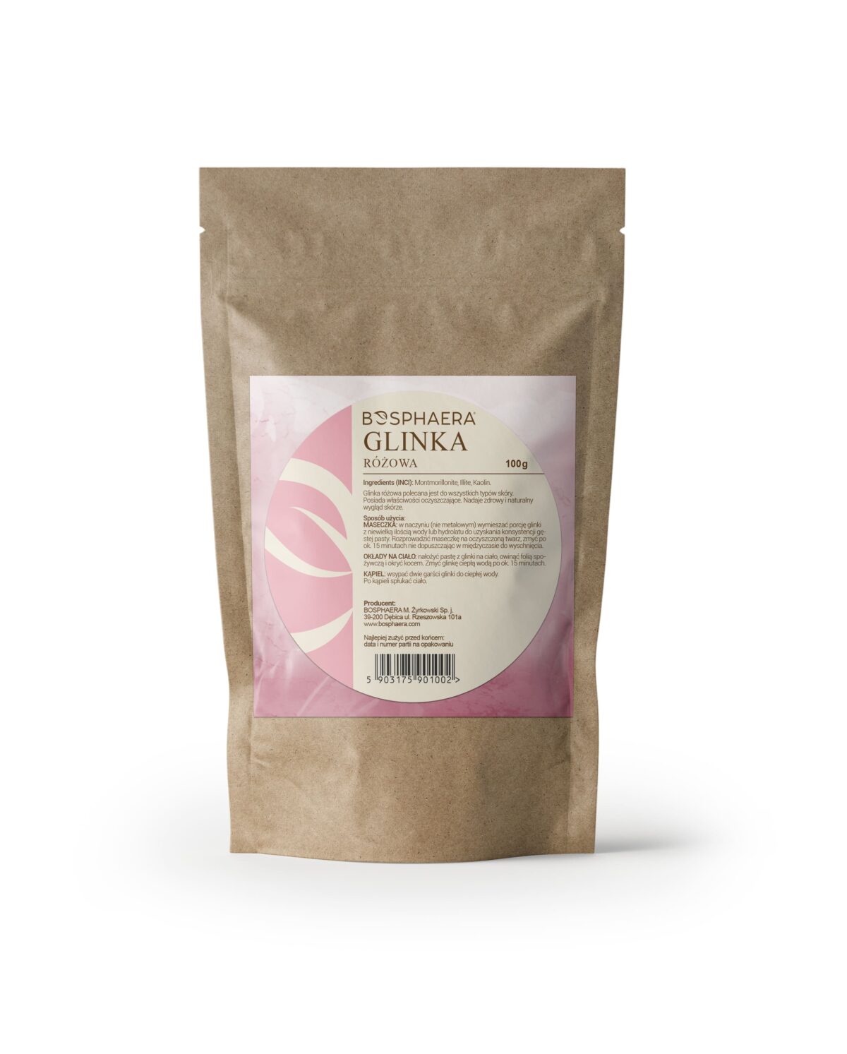 Glinka różowa ekologiczna 100g Bosphaera