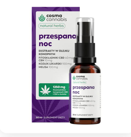 Przespana Noc olejek CBD CBN 30ml Cosma Cannabis