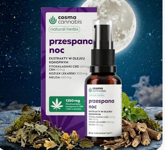 Przespana Noc olejek CBD CBN 30ml Cosma Cannabis