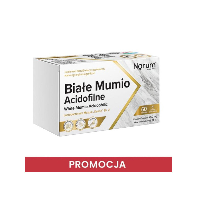 Białe Mumio Acidofilne 250mg 60kaps.