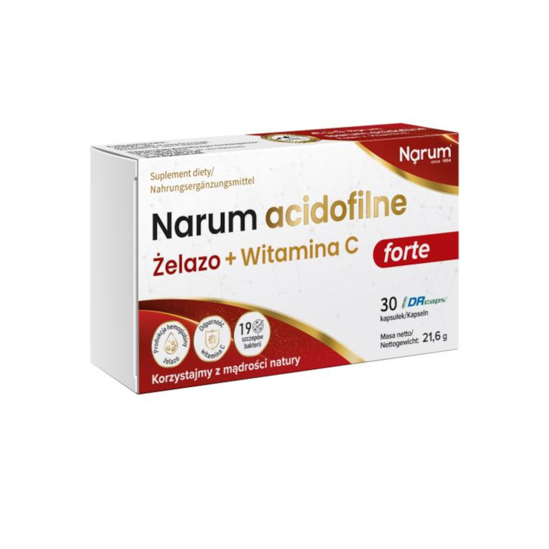 Narum Acidofilne Żelazo + witamina C 30kaps.